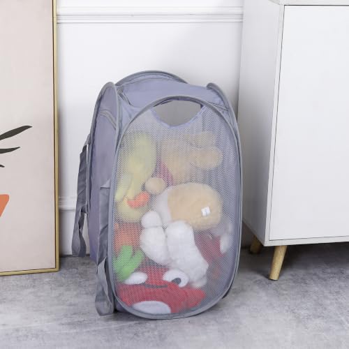 Beige Collapsible Laundry Hamper with Lid & Shoulder Straps - Portable Storage Basket