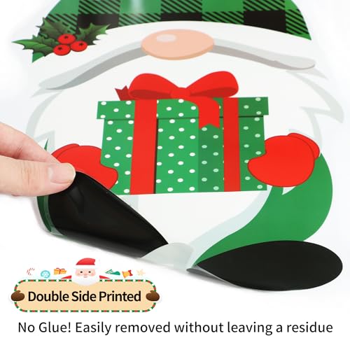 Extra Large Christmas Window Clings 2 Sheets Double-Sided Gnome Snowflake Decor