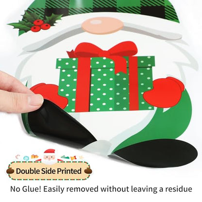Extra Large Christmas Window Clings 2 Sheets Double-Sided Gnome Snowflake Decor