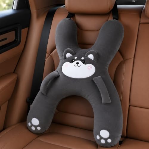 H-Shaped Kids Travel Pillow with Adjustable Strap - Car Neck Rest Cushion for Children - Variation A
