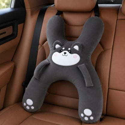 H-Shaped Kids Travel Pillow with Adjustable Strap - Car Neck Rest Cushion for Children - Variation A