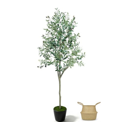 5ft Artificial Olive Tree Indoor with Planter and Decorative Moss
