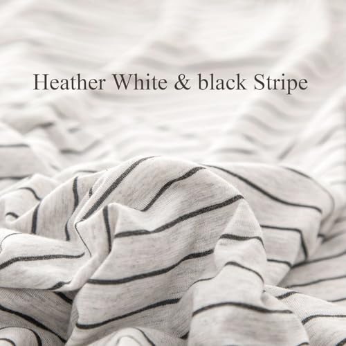 PURE ERA Jersey Knit Duvet Cover Set 100% T-Shirt Heather Cotton Super Soft Comfy Classic Striped Design, with Zipper Closure, Heather Black & White Pinstripe, Queen