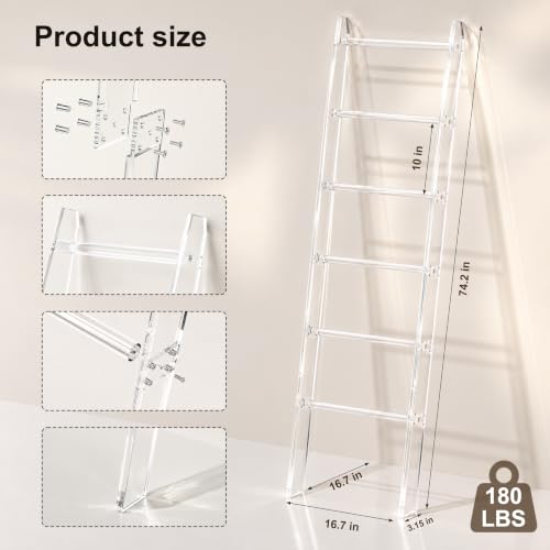 Acrylic Blanket Ladder - 6-Tier Waterproof Towel Rack with Clear Finish
