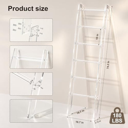 Acrylic Blanket Ladder - 6-Tier Waterproof Towel Rack with Clear Finish
