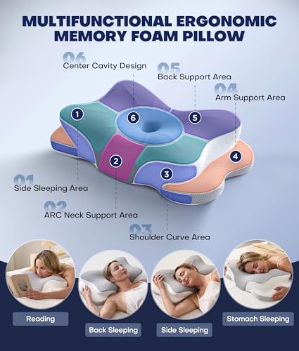 CloudCoz Mist Gray Cervical Neck Pillow with Graphene Support for Deep Sleep & Pain Relief
