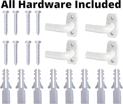 2Pack Adjustable White Curtain Rods for French Doors & Small Windows - 28-48in