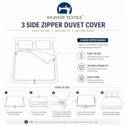 Full Grey Microfiber 3-Sided Zipper Duvet Cover Set - 5 Pieces