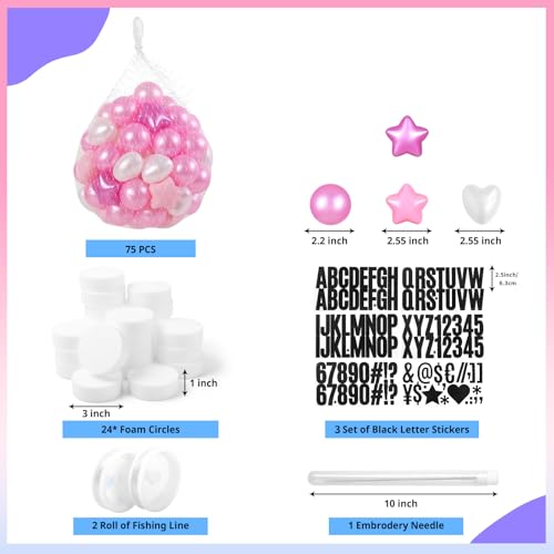 Pearl Pink Purple Friendship Bracelet Banner Christmas Party Decor - DIY 109 Pcs