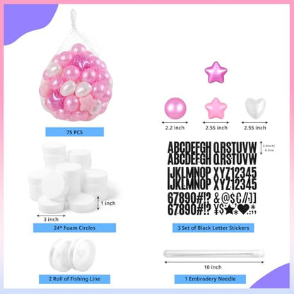 Pearl Pink Purple Friendship Bracelet Banner Christmas Party Decor - DIY 109 Pcs