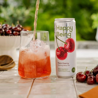 Black Cherry Sparkling Tea Set - 12oz, 4 Pack, Antioxidant & Natural Sweetener