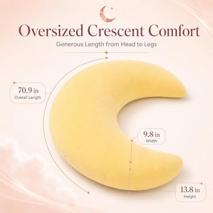 Yellow Oversized Moon Body Pillow - Crescent Full-Body Support for Sleep & Lounge