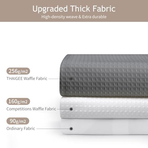 256GSM Grey Waffle Textured Shower Curtain 72x72 Inch - Hotel Spa Style