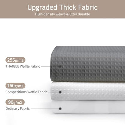 256GSM Grey Waffle Textured Shower Curtain 72x72 Inch - Hotel Spa Style