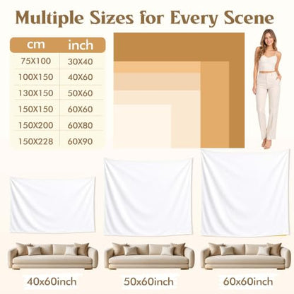 Personalized Wall Tapestry with Photo and Text - White 40x60 Inches