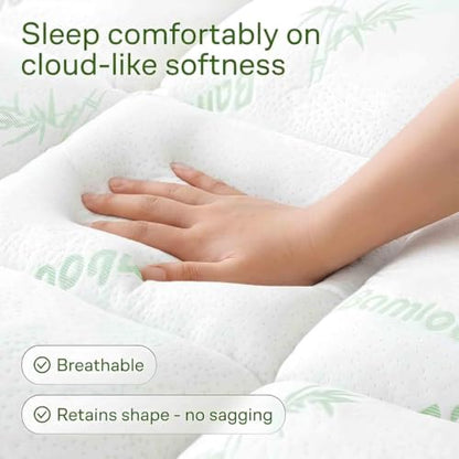 Hanare King Bamboo Mattress Topper with Cooling Viscose, Quilted Plush Layer, Deep Pocket 8-20 Inch