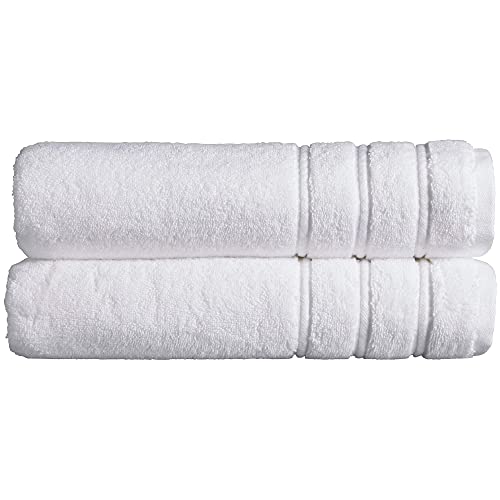 Turkish Cotton Bath Sheets Set of 2 - 59x35 Inches, Soft & Absorbent White