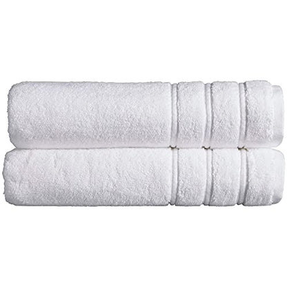 Turkish Cotton Bath Sheets Set of 2 - 59x35 Inches, Soft & Absorbent White