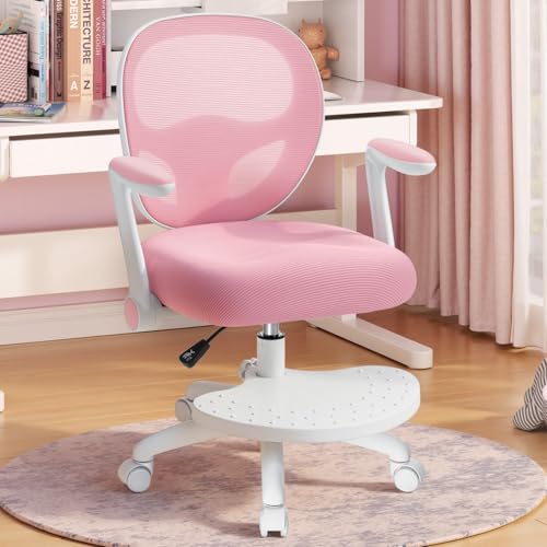 Kids Desk Chair Ergonomic Study Chair with Flip Armrest - Pink