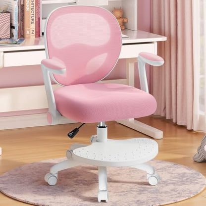 Kids Desk Chair Ergonomic Study Chair with Flip Armrest - Pink