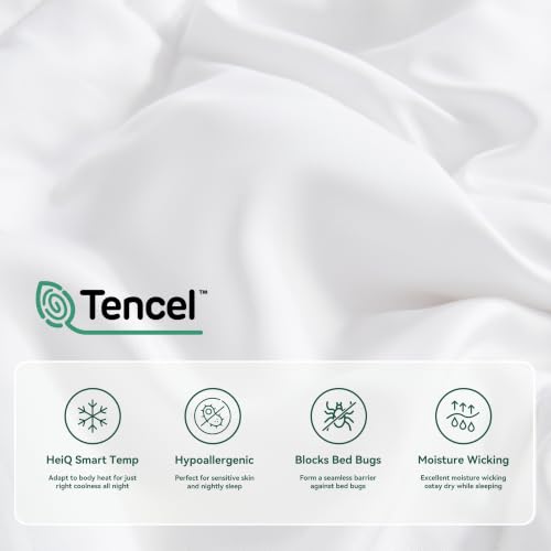 Luxury Queen Mattress Pad 8-21 Inch Deep Pocket Tencel Lyocell Bedding - White