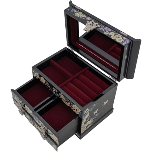 Mother of Pearl Jewelry Organizer Box - Plum Blossom - Elegant Gift for Women