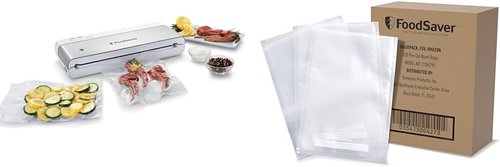 FoodSaver Compact Vacuum Sealer Machine - Airtight Food Storage & Sous Vide | 120 BPA-Free Bags, White
