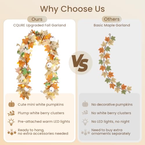 3 Pack Fall Leaf Garland with Lights - 17.7Ft Battery Operated Maple Leaves Autumn Decorations