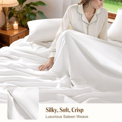 Egyptian Cotton King Sheets Set - White, 1800 Thread Count, 4-Piece