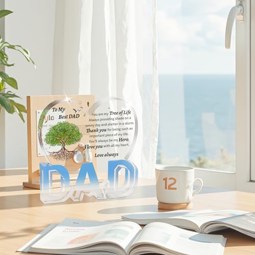Heart Acrylic Plaque for Dad - Fathers Day Gift from Daughter Son - Dad Tree Variation