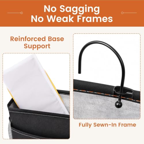 Black Bedside Caddy for Dorm Bed - Hanging Organizer with Reinforced Support