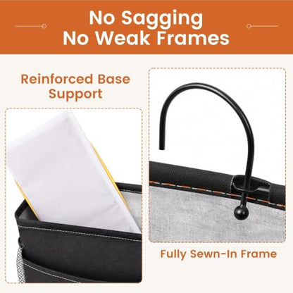 Black Bedside Caddy for Dorm Bed - Hanging Organizer with Reinforced Support