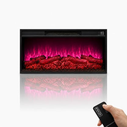 36-Inch Electric Fireplace Insert Heater with Remote & Timer - 36" Remote Control