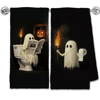 Funny Halloween Ghost Hand Towels Set of 2 - 16x24in Decoration