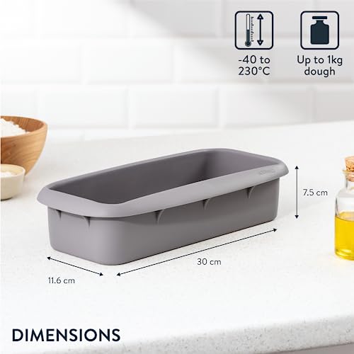 GOURMEO Rectangular Silicone Plumcake Pan 11 3/4 inch - Rectangular Cake Pan for Oven - Large Size with 2.2 lb Flour Dough Capacity