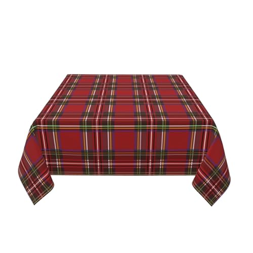 Christmas Square Tablecloth 52 Inch Red Buffalo Plaid Holiday Decor - Winter Home & Party