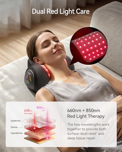 Heated Cervical Traction Device with Red & Near-Infrared Light - Black