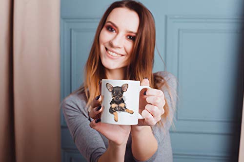 Dog Mug - Ceramic Toy Terrier Coffee Cup - 11oz Funny Pet Lover Gift - Variation: Toy Terrier Puppy