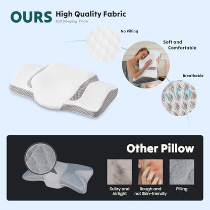 OLIXIS White Cervical Neck Pillow for Side Back and Stomach Sleepers