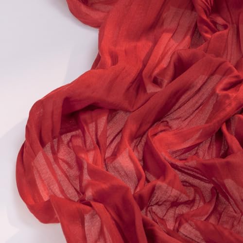 Red Cheesecloth Table Runners 2 Pack - Boho Farmhouse Style, 35x120 Inches
