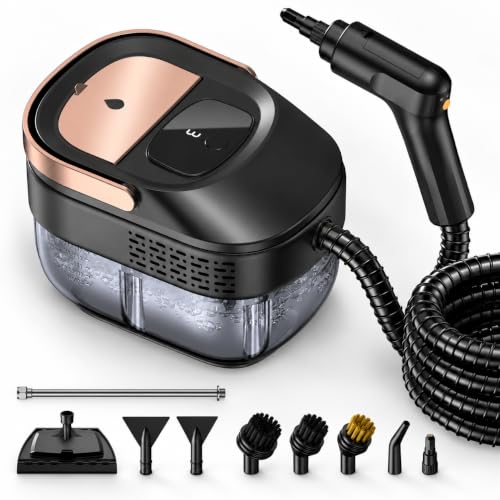 Steam Cleaner 1600W Handheld for Home Deep Black-Orange 1.69QT Tank