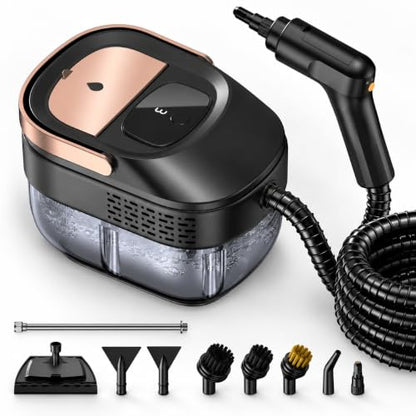 Steam Cleaner 1600W Handheld for Home Deep Black-Orange 1.69QT Tank