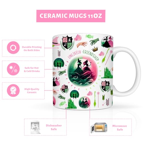 Witch Coffee Mug Broadway Musical Elphaba Glinda Gift 11 oz Ceramic Cup