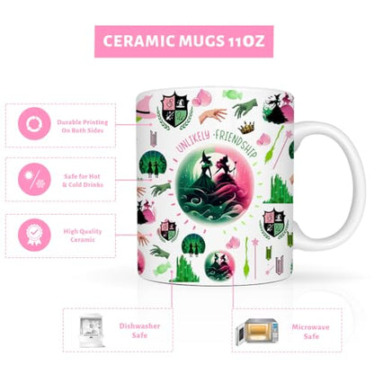 Witch Coffee Mug Broadway Musical Elphaba Glinda Gift 11 oz Ceramic Cup