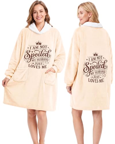 Newwiee Wearable Blanket Hoodie for Women - Beige Gift from Husband