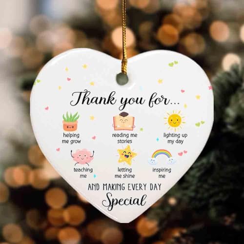 Thank You Teacher Ornament Heart-Shaped Ceramic Keepsake Gift with Variation HC-53