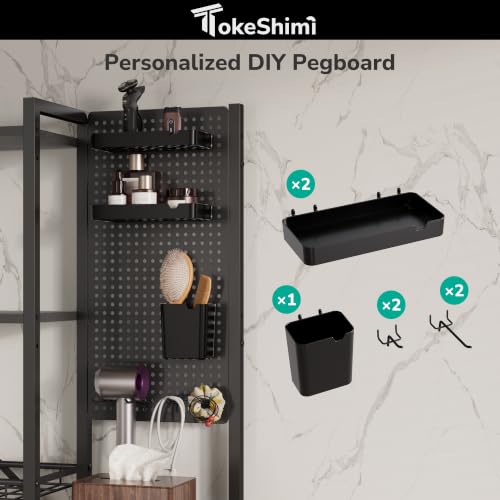Over-the-Toilet Storage Rack 6-Tier Reversible Side Shelf Black