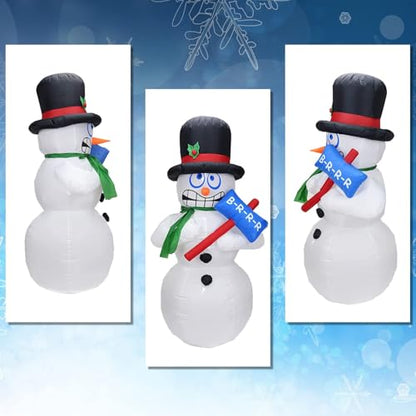 6FT Shivering Snowman Inflatable with Built-in LED Lights - Animated Christmas Decor