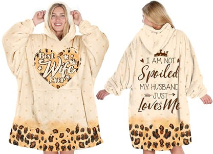 Warmstorey Best Wife Ever Hoodie Blanket - Funny Wife Gift for Mother's Day