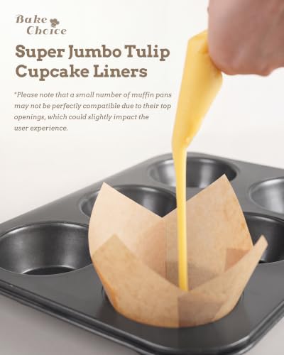 Jumbo Natural Tulip Cupcake Liners - 100pcs for Baking, Super Large